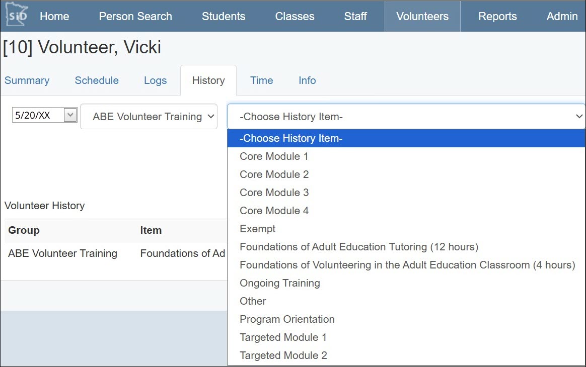 260715 Vickie Vol Training history items.jpg